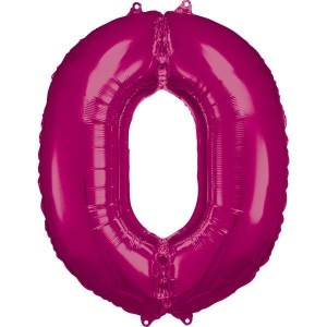 BALON FOLIOWY CYFRA 0 RÓŻOWA 70X86CM