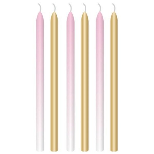 Świeczki urodzinowe ombre różowe 12cm 6szt.