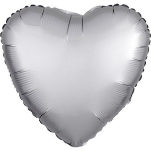 BALON FOLIOWY LUSTRE SREBRNY SERCE 43CM