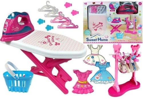 Żelazko + deska do prasowanie różowe, Leantoys