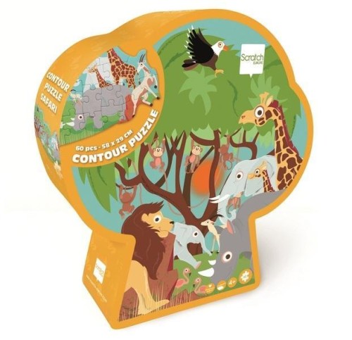 Puzzle 60 konturowe Safari, Scratch