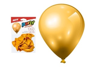 BALON DMUCHANY METAL ZŁOTY 26CM 12SZT