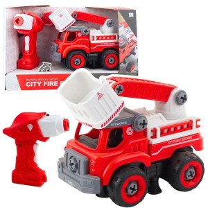 WÓZ STRAŻACKI R/C DO SKRĘCANIA, LEANTOYS