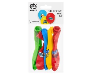 BALONY LATEKSOWE SAMOCHODY Z KRESKÓWEK 30CM 5SZT