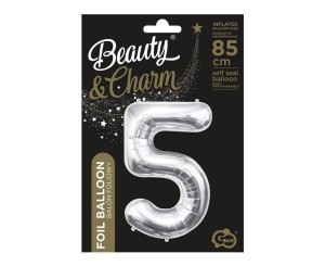 BALON FOLIOWY B&C CYFRA 5 SREBRNA 85CM