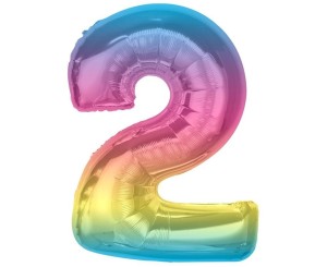 BALON FOLIOWY CYFRA 2 TĘCZOWA SMART 92CM
