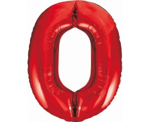 BALON FOLIOWY B&C CYFRA 0 CZERWONA 85CM