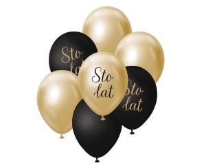 BALONY B&C BUKIET J. ZLOTO-CZARNY STO LAT 7SZT
