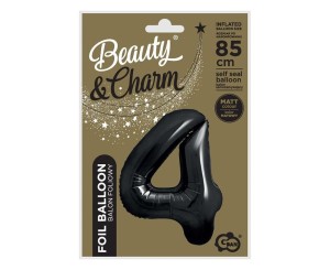 BALON FOLIOWY B&C CYFRA 4 MATOWA CZARNA 85CM