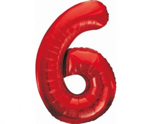 BALON FOLIOWY B&C CYFRA 6 CZERWONA 85CM