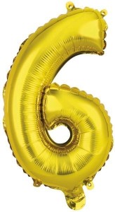 BALON FOLIOWY MINI CYFRA 6 ZŁOTA 29X40CM