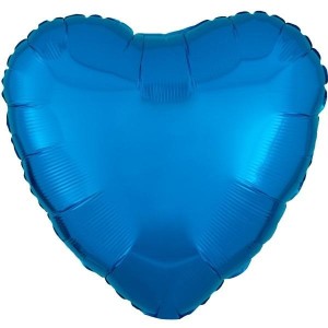 BALON FOLIOWY METALIK NIEBIESKI SERCE 43CM