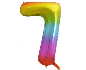 BALON FOLIOWY B&C CYFRA 7 TĘCZOWA 85CM