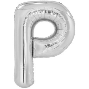 BALON FOLIOWY LITERA P SREBRNA 60,5X86CM
