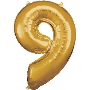 BALON FOLIOWY CYFRA 9 ZŁOTA 60X86CM