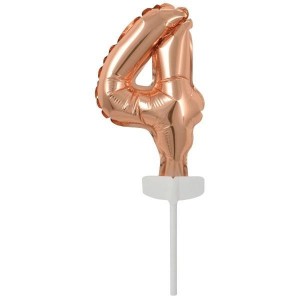 BALON FOLIOWY MINI CYFRA 4 RÓŻOWE ZŁOTO 8X12CM