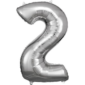 BALON FOLIOWY CYFRA 2 SREBRNA 57X86CM