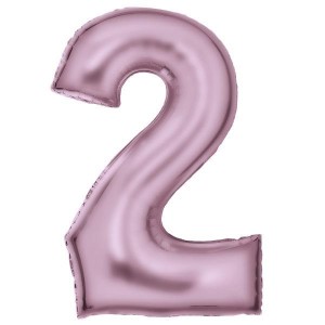 BALON FOLIOWY CYFRA 2 SATYNOWA PASTELOWY RÓŻ 86CM