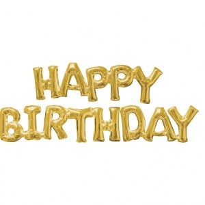 BALON FOLIOWY HAPPY BIRTHDAY ZŁOTY