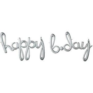 BALON FOLIOWY HAPPY BDAY SREBRNY