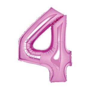 BALON FOLIOWY CYFRA 4 RÓŻOWA 51X66CM