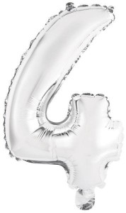 BALON FOLIOWY MINI CYFRA 4 SREBRNA 32X40CM