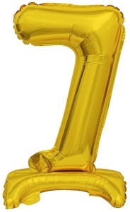 BALON FOLIOWY MINI CYFRA 7 ZE STOPKĄ ZŁOTA 22X40CM