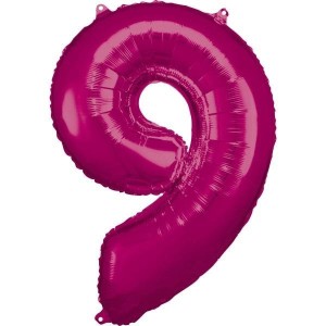 BALON FOLIOWY CYFRA 9 RÓŻOWA 60X86CM