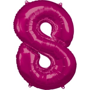 BALON FOLIOWY CYFRA 8 RÓŻOWA 57X86CM