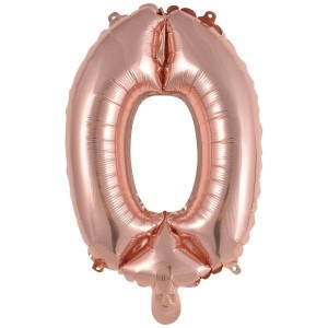BALON FOLIOWY MINI CYFRA 0 RÓŻOWE ZŁOTO 30,5X40CM