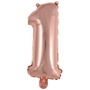 BALON FOLIOWY MINI CYFRA 1 RÓŻOWE ZŁOTO 19,5X40CM