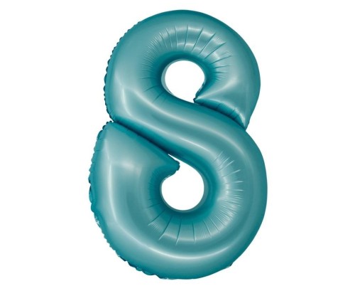 Balon foliowy Smart cyfra 8 niebieski matowy 76cm