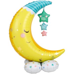 BALON FOLIOWY AIRLOONZ KSIĘŻYC I GWIADY 101Z139CM