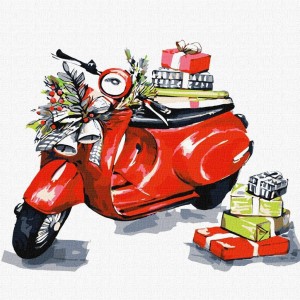 MALOWANIE PO NUMERACH - ŚWIĄTECZNY MOTOCYKL 30X30