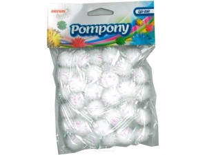 POMPONY METALICZNE BIAŁE 2CM