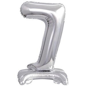 BALON FOLIOWY MINI CYFRA 7 NA STOJAKU SREBRNA