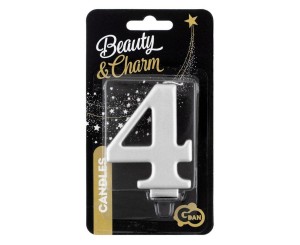 ŚWIECZKA B&C 4 METALIK SREBRNA 8,0CM