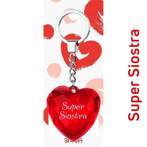 Brelok serce Super Siostra, Be-Happy Gifts