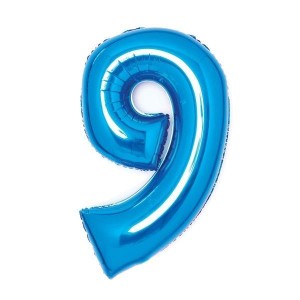 BALON FOLIOWY CYFRA 9 NIEBIESKA 47X66CM
