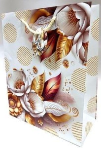 TOREBKA OZDOBNA MATOWA 26X32X12CM BIAŁE KWIATY