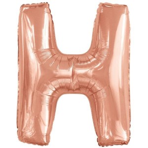 BALON FOLIOWY LITERA H RÓŻOWE ZŁOTO 67X86CM