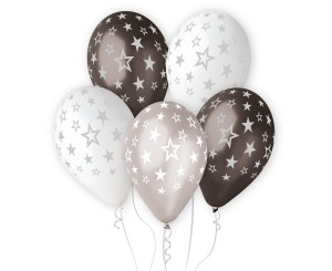 BALONY PREMIUM HEL GWIAZDY SREBRNE 33CM 6SZT