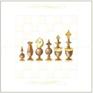 KARNET 16X16CM + KOPERTA SZACHY DREWNIANE
