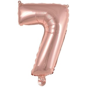 BALON FOLIOWY MINI CYFRA 7 RÓŻOWE ZŁOTO 30X40CM