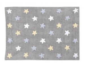 DYWAN BAWEŁNIANY TRICOLOR STAR GREY BLUE 120X160CM