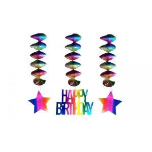 DEKORACJA URODZINOWA ŚWIDERKI HAPPY BIRTHDAY 3SZT