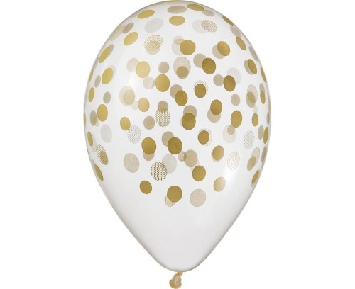 Balony Premium Hel konfetti złote 33cm 5szt
