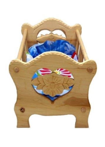 Kołyska drewniana z motywem kwiatka, Malimas
