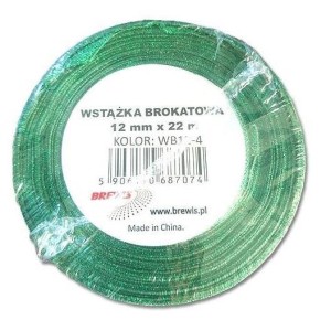 WSTĄŻKA BROKATOWA ZIELONA 12MMX22M