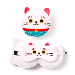 PODUSZKA PODRÓŻNA I MASKA NA OCZY KOT MANEKI NEKO